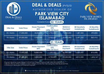 park view city islamabad payment 2 year