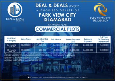 park view city islamabad payment commercial plots